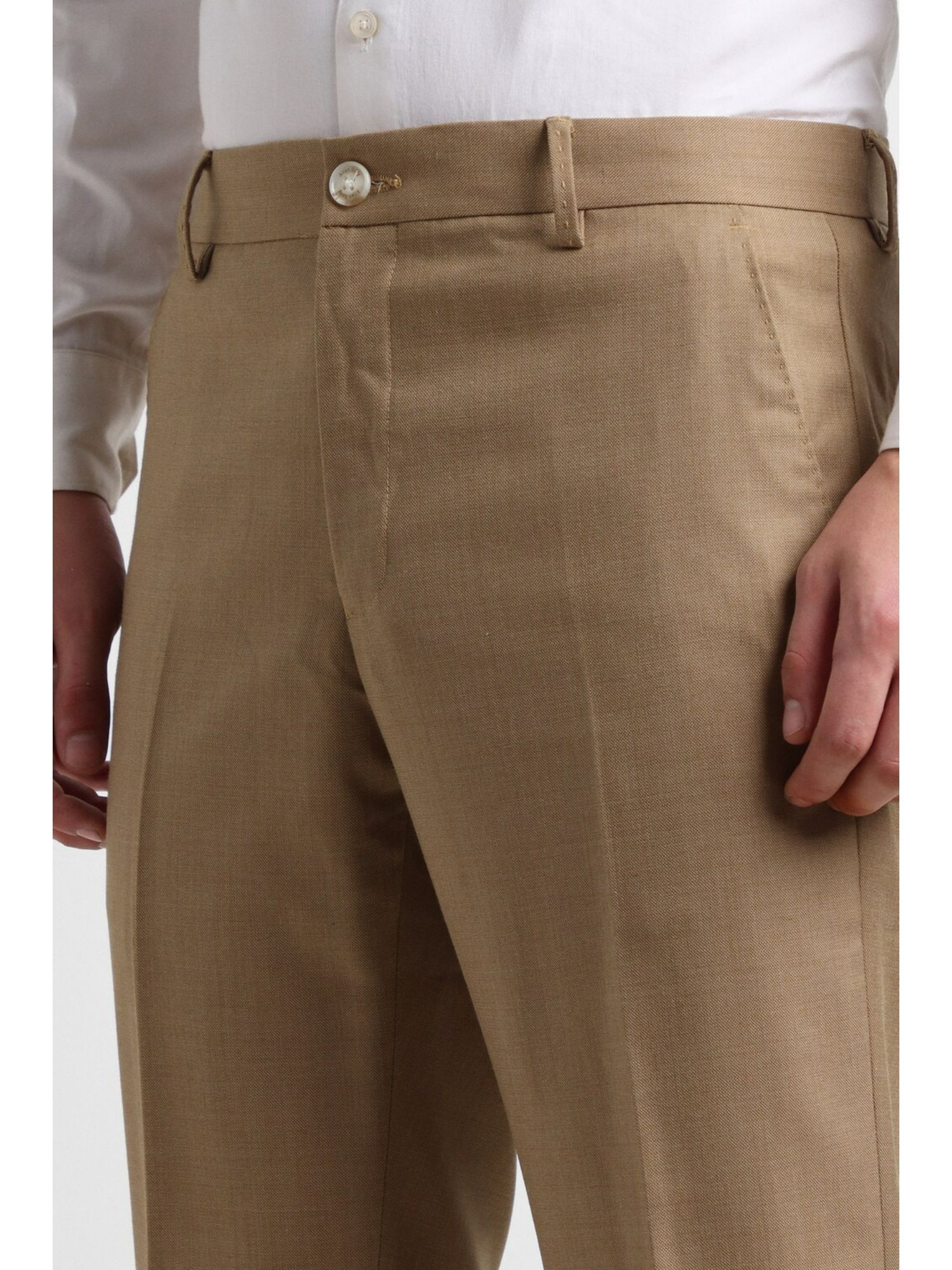 Buy Men Beige Comfort Fit Textured Formal Trousers Online - 110254 | Allen  Solly